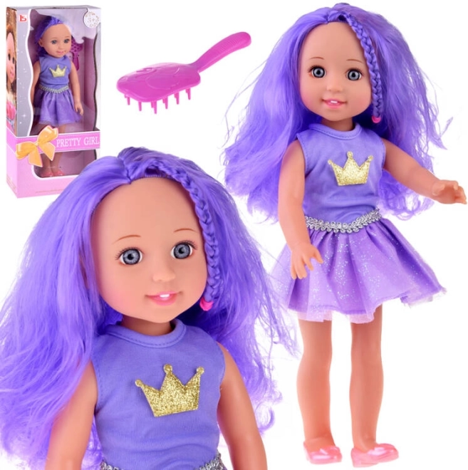 Poupée Reine violette avec peigne 38 cm