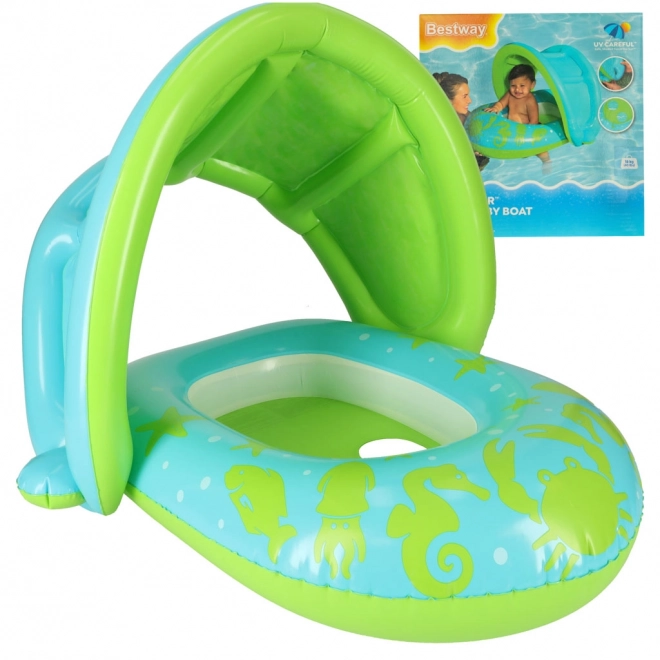 Cercle flottant gonflable vert avec visière BESTWAY pour bébés