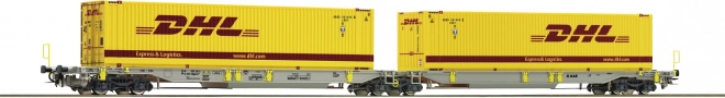 Roco wagon porte-conteneurs articulé Sdggmrs/T2000 AAE avec conteneurs DHL, H0