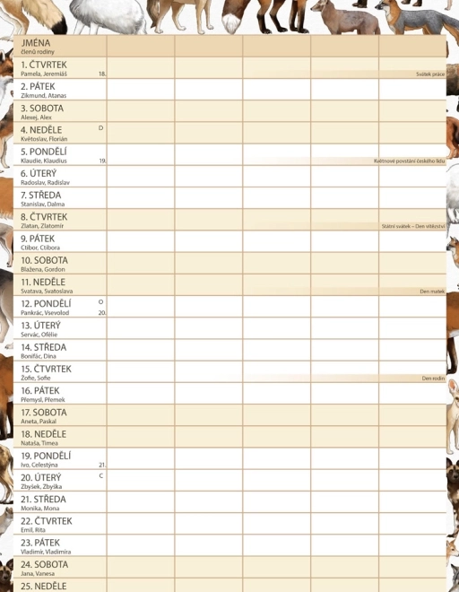 Calendrier de planification familiale Animalium 2026
