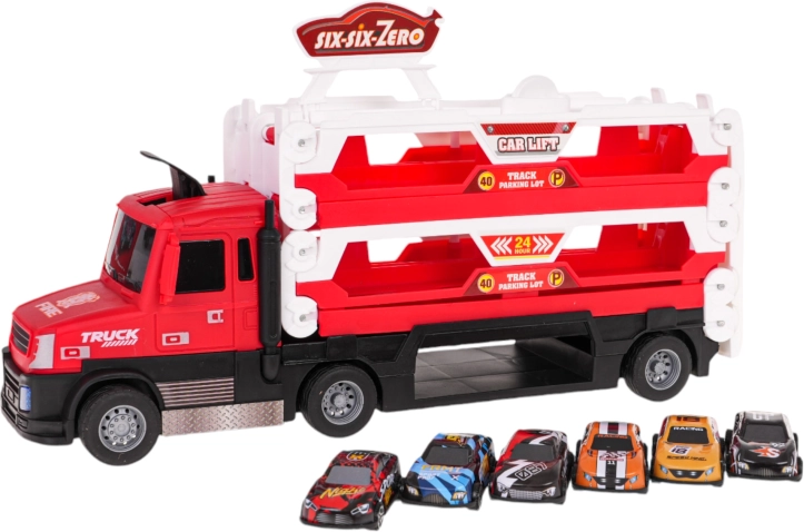 Camion interactif avec lanceur 2-en-1 + accessoires – Rouge