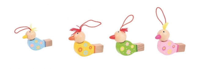 Flûte à bec en bois oiseau 1 pièce jaune