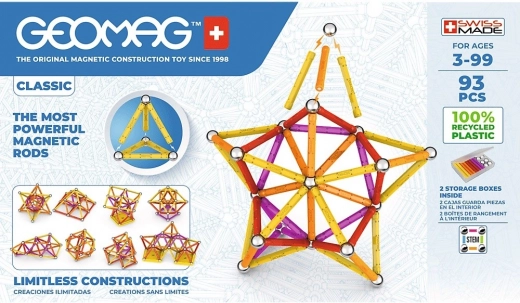 jeu de construction magnétique classic recycled 93 pièces – orange
