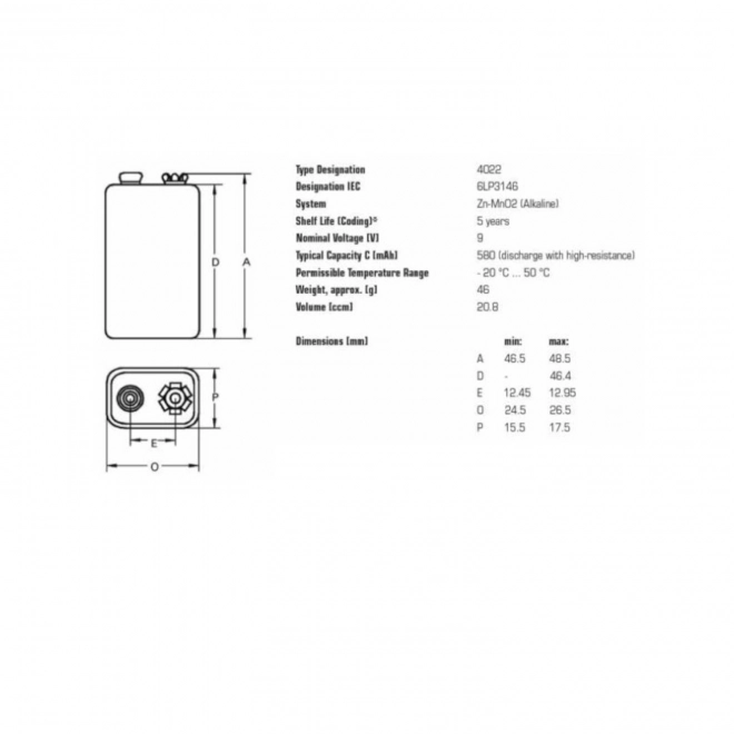9V batterie alcaline Varta Industrial Pro 6LR61 - 1 pièce