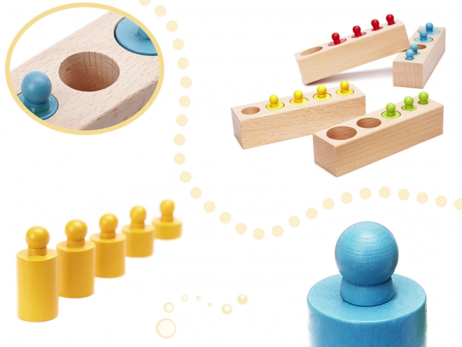 Poids colorés d'insertion en bois Montessori