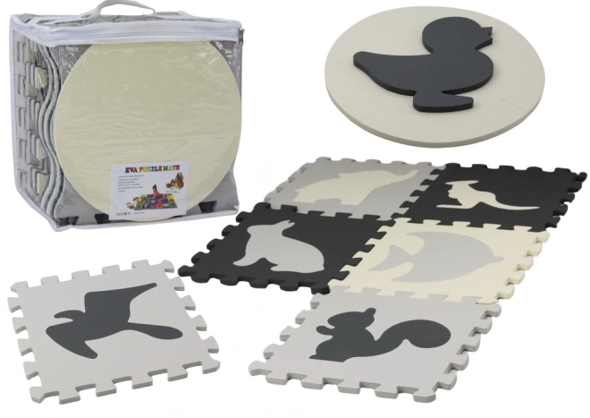 Puzzle de Měkké Tapis Contrasté en Mousse Éducative EVA Gris 28 pièces.