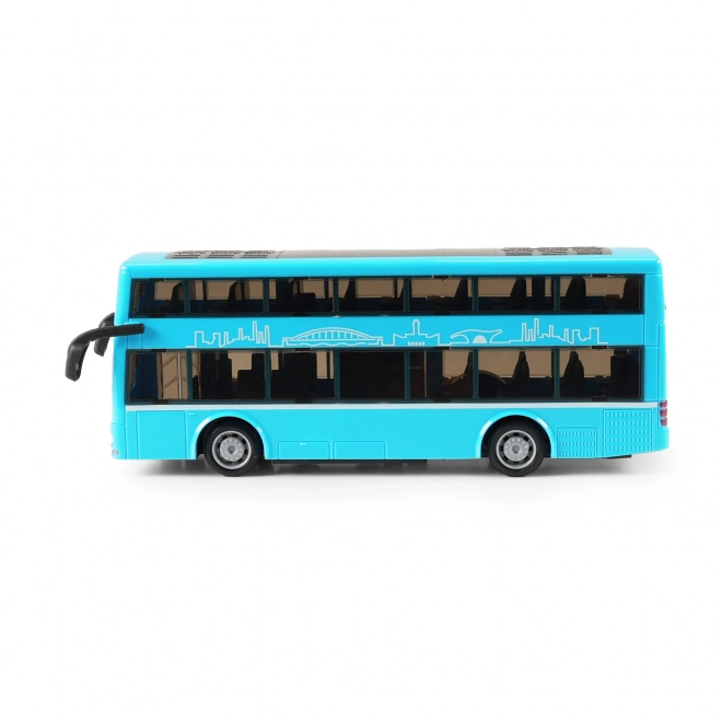 Jouet bus à deux étages bleu 20 cm