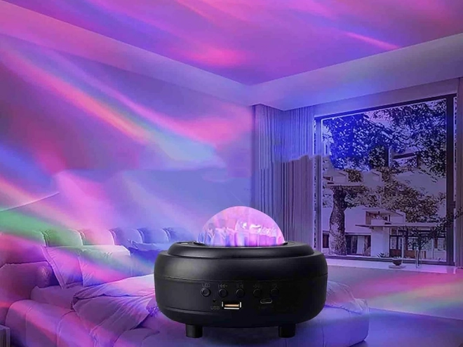 Projecteur d'éclairage nocturne aurora avec haut-parleur Bluetooth