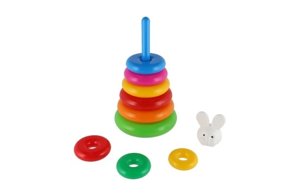 Pyramide à empiler avec anneaux en plastique 28 cm ass. 2 types en filet 12m+