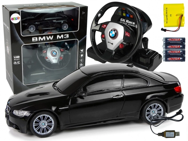 BMW M3 voiture télécommandée noire 2.4G télécommande volant 1:18 lumières sonores