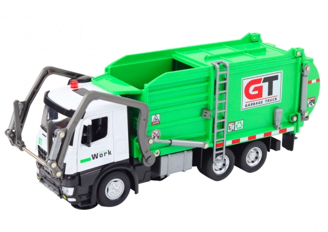 Camion poubelle en métal vert multifonctionnel avec entraînement par friction