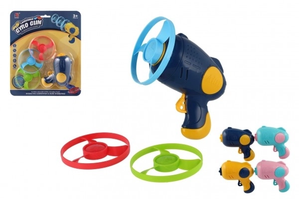 Hélice à lancer 3 pièces + démarreur pistolet plastique 4 couleurs sur carte 21,5x26x6cm