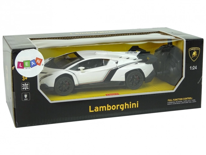 Voiture de sport R/C 1:24 Lamborghini Veneno Blanche 2.4 G Lumières
