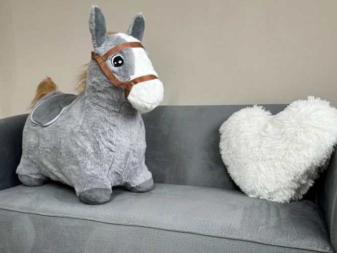 Cheval sauteur en peluche gris – Gris
