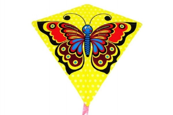 Cerf-volant volant jaune avec motif de papillon - 68 x 73 cm
