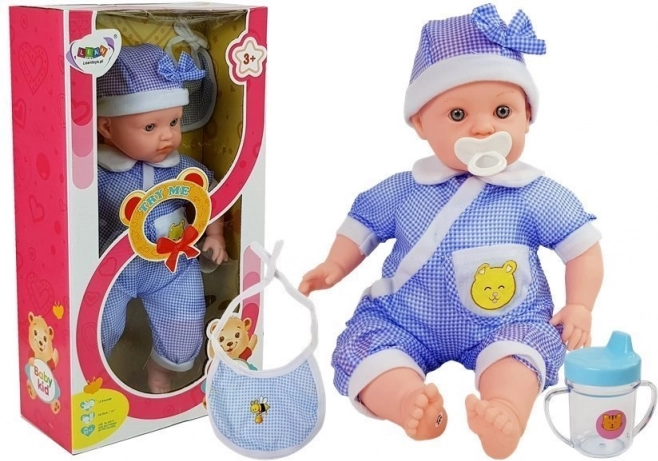 Poupée Bébé 45 cm en Tenue Bleue