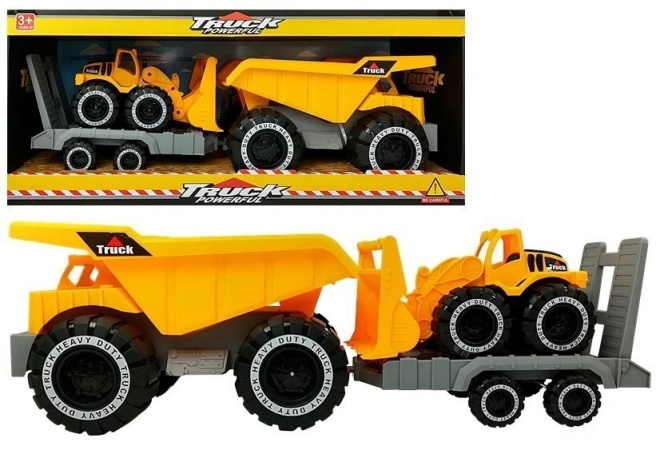 Grand jouet de construction avec remorque et bulldozer 49 cm