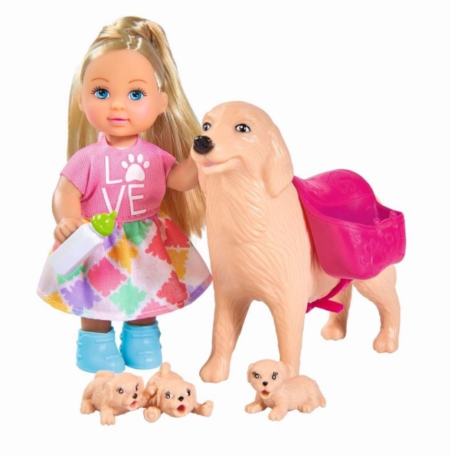 Poupée Evička avec chien et chiots