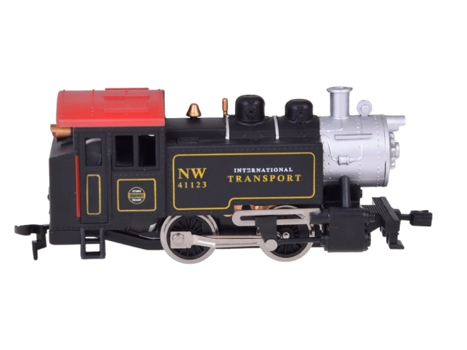 Ensemble de train électrique avec locomotive à vapeur classique et unité de contrôle