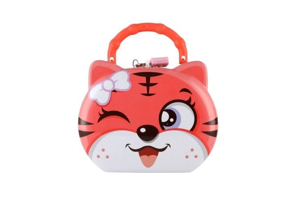 Tirelire chat/chaton en métal avec serrure 14x12cm 3 couleurs dans une boîte en plastique
