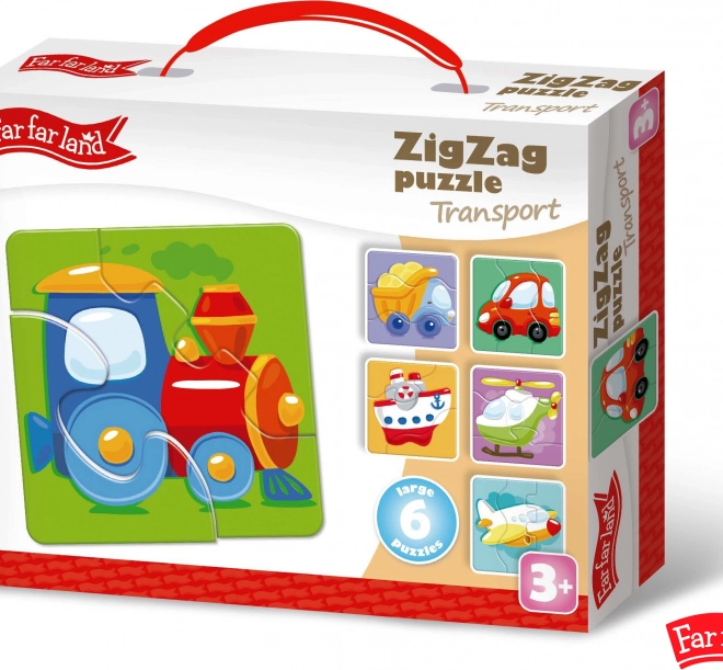 Far Far Land Puzzle ZigZag Motif de transport avec 6 images
