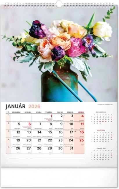 Calendrier mural Fleurs 2026