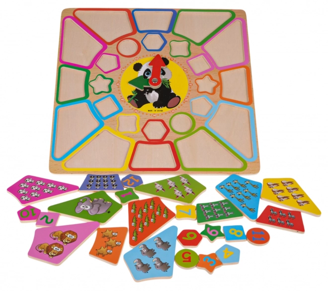 Tableau éducatif Panda avec horloge et apprentissage du calcul