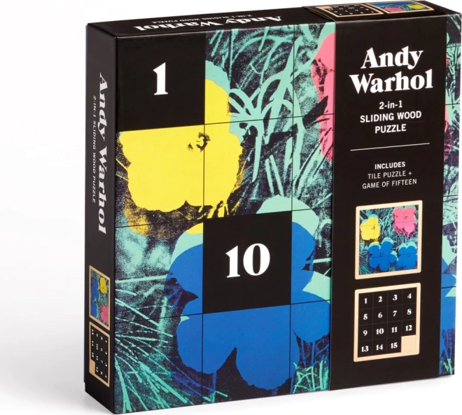 Puzzle coulissant en bois Andy Warhol : Fleurs 2‑en‑1