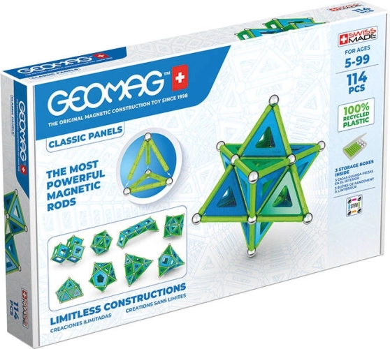 jeu de construction magnétique classic panels recycled 114 pcs geomag