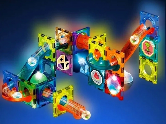 Cubes magnétiques 3D pour enfants Construction de pistes de billes lumineuses 49 éléments ZA5250