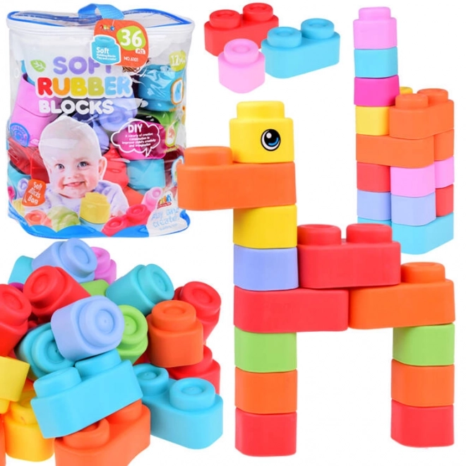 Blocs de construction en caoutchouc doux et colorés pour enfants 36 pièces