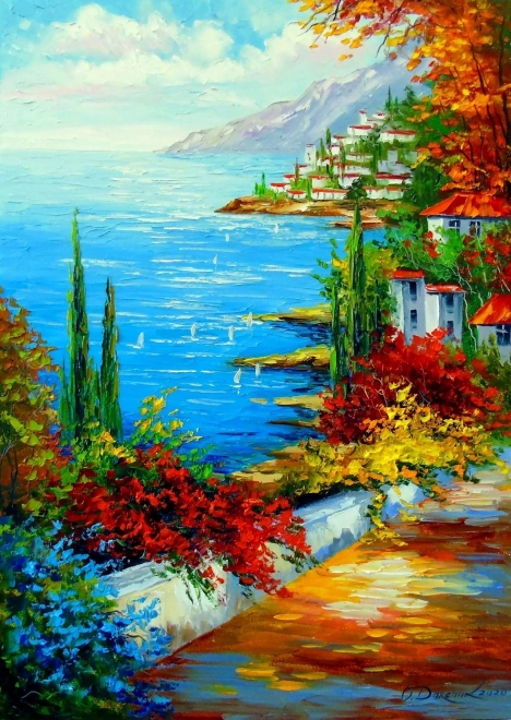 Puzzle Petite ville au bord de la mer 1000 pièces