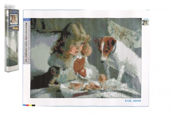 Kit de peinture au diamant - Fille au petit-déjeuner avec un chien