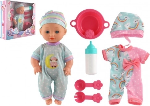 Poupée bébé au corps rigide avec accessoires, 25 cm