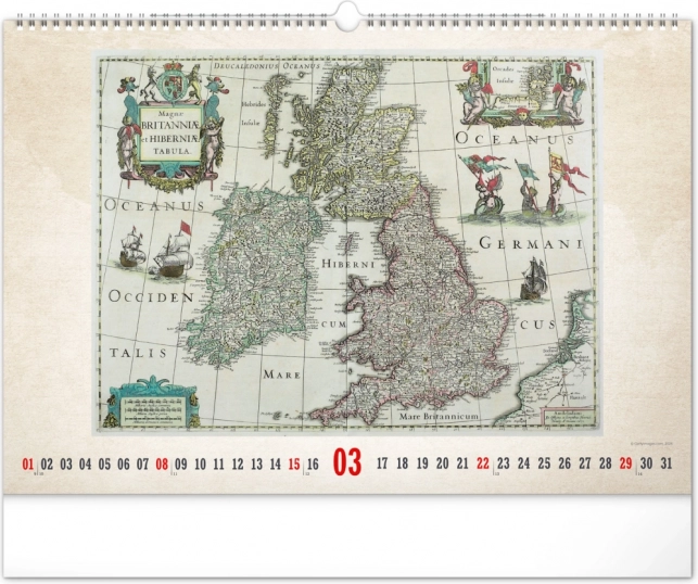Calendrier mural Cartes anciennes 2026