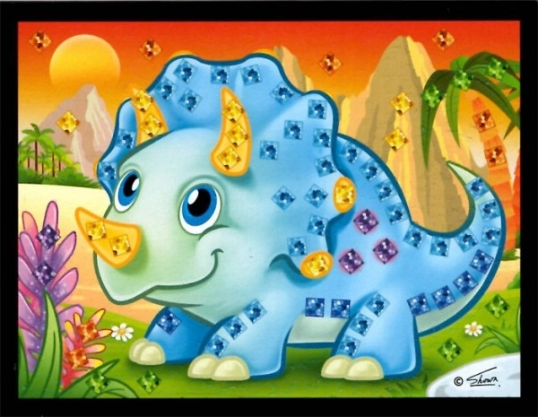 Mosaïque image mini dinosaure scintillant 10x12cm assortiment