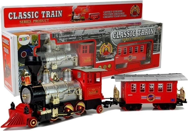 Train classique à piles avec fumée, sons et effets lumineux
