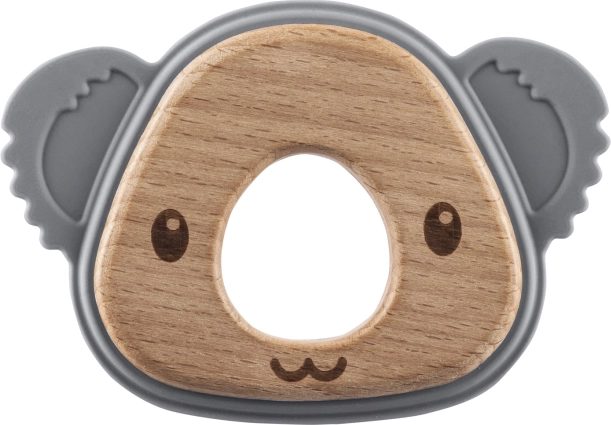 Anneau de dentition en silicone et bois Koala, Gris Colombe