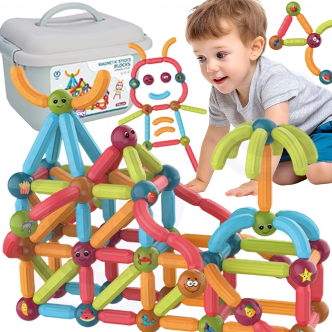 WOOPIE Ensemble de construction éducatif magnétique 128 pièces