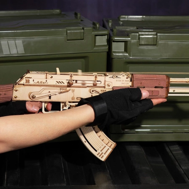 RoboTime 3D Puzzle mécanique en bois fusil d'assaut AK-47