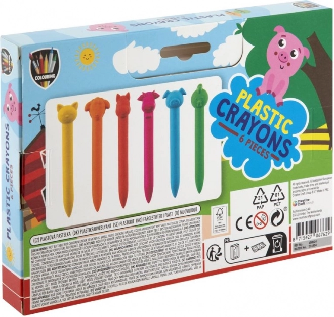 GRAFIX Crayons de cire Animaux Amusants 6 pcs