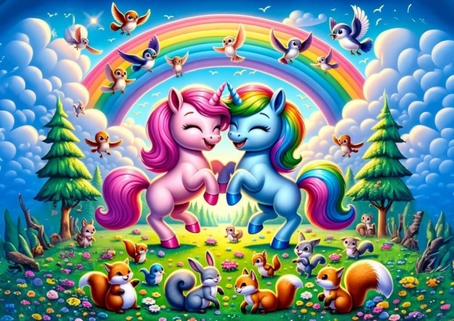 Puzzle Licornes avec arc-en-ciel 25 pièces