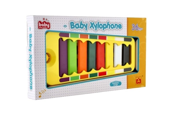 Xylophone plast/bois 24cm avec mailloche en boîte 29x16x3cm