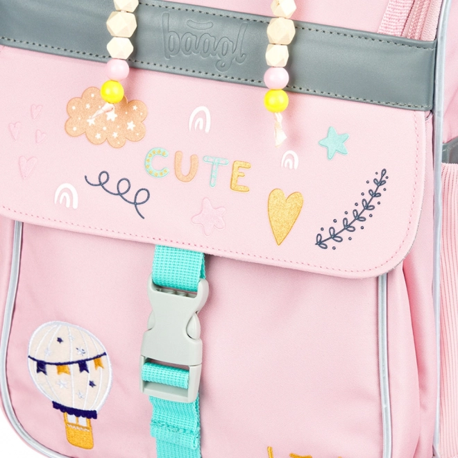BAAGL Cartable Zippy Arc-en-ciel Rose