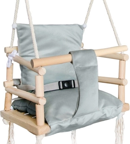 Balançoire pour enfants avec siège souple CLEANABOO – Gris