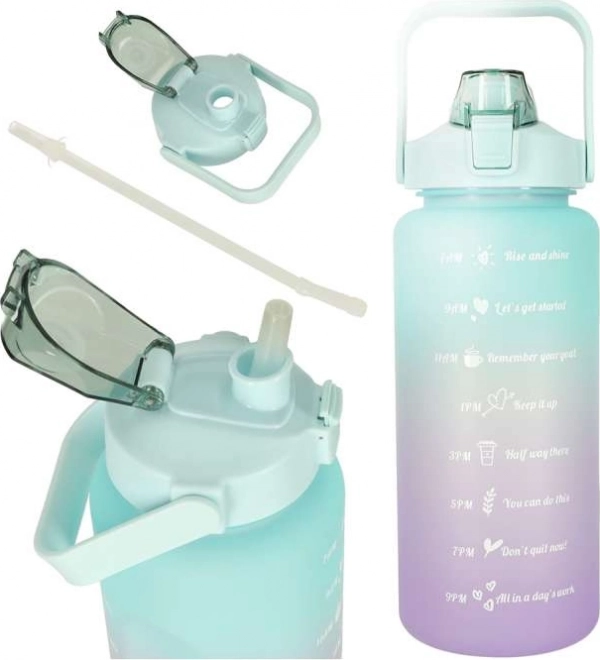 KIK Bouteille d'eau de motivation 2L Turquoise-violet