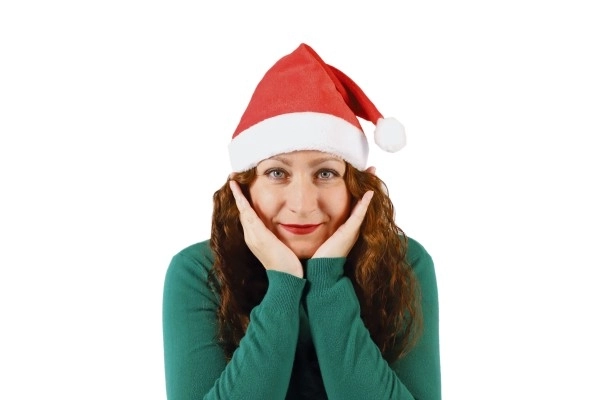Bonnet de Noël pour adultes tissu diamètre 29 cm sur une carte de carnaval