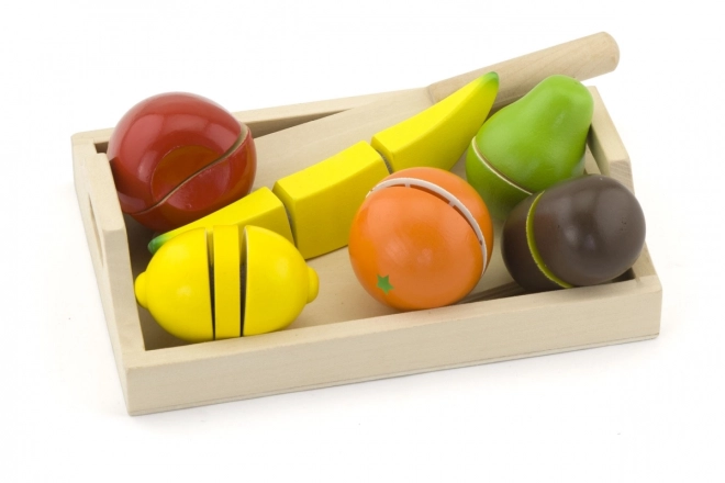 Fruits à découper en bois avec plateau