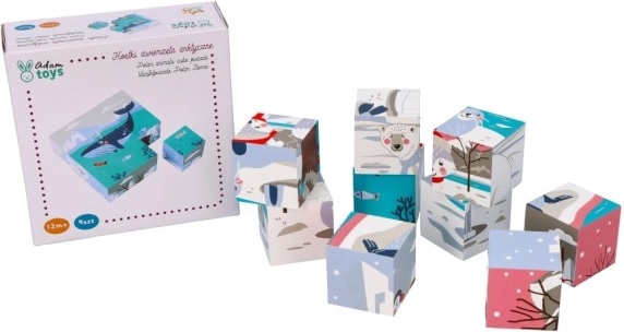 Cube en bois avec animaux de l’Arctique