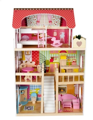 Maison de poupée en bois avec équipements 90 cm